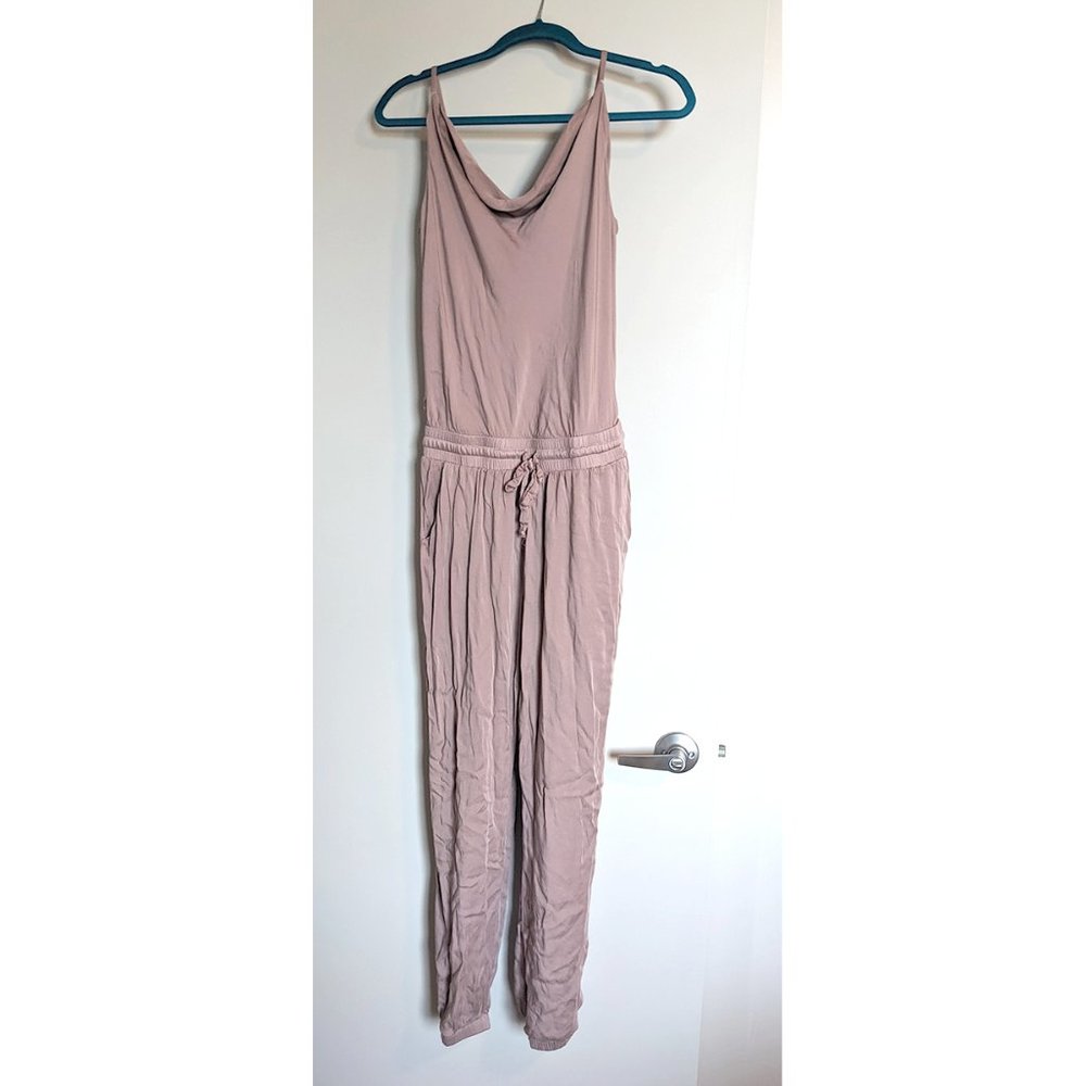 Mauve Stretchy Drop-Tie-Waist Jumpsuit w/ POCKETS